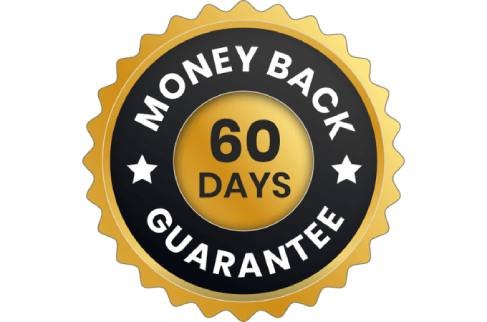 60-day money-back guarantee badge ensuring risk-free purchase and consumer confidence